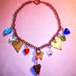 Handmade gold tone heart charm necklace